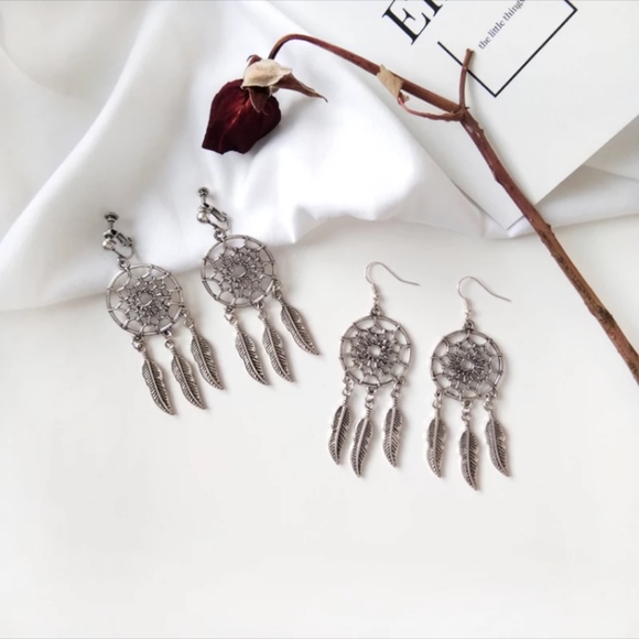 Sliver Dream Catcher Earrings - Picture 5 of 5